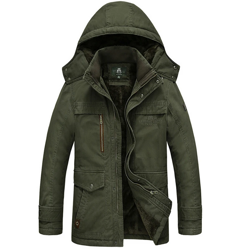 

Jacket Men Winter Coats Windbreaker Thick Wool Liner Army Military Jacket Mens Plus Velet Parka Size 5XL Cotton Militar Overcoat