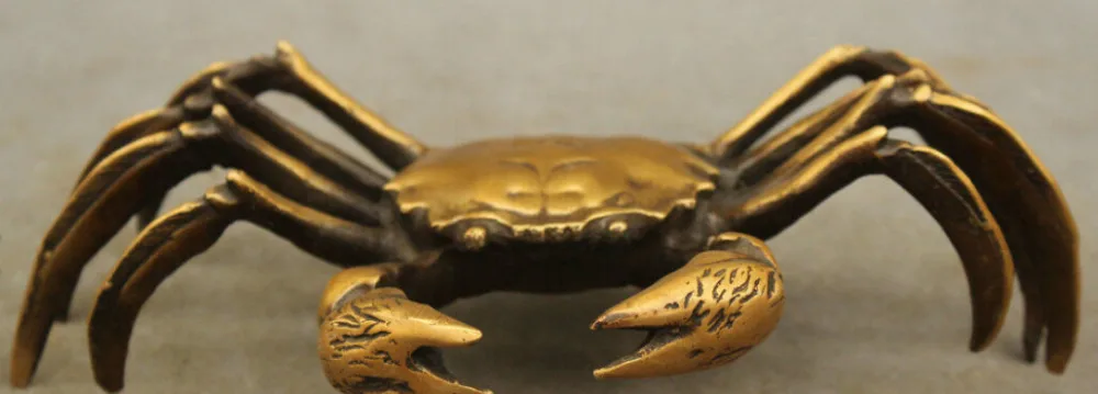 

8" Chinese Bronze FengShui Wealth Marine Sea Crab Granchio Statue Art Sculpture