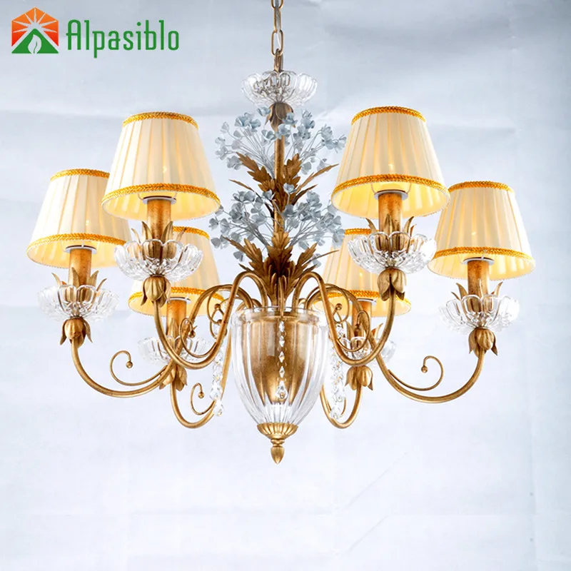 

Classic 6 8 arm rustic chandeliers modern French chandelier in lighting copper color vintage metal blue flower lamp bed foyer