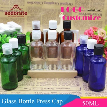 

Sedorate 20 pcs/Lot Glass Bottles For Shampoo 50ML Amber Blue Green Flap Cover Lid Cosmetic Containers Logo Customize YM020