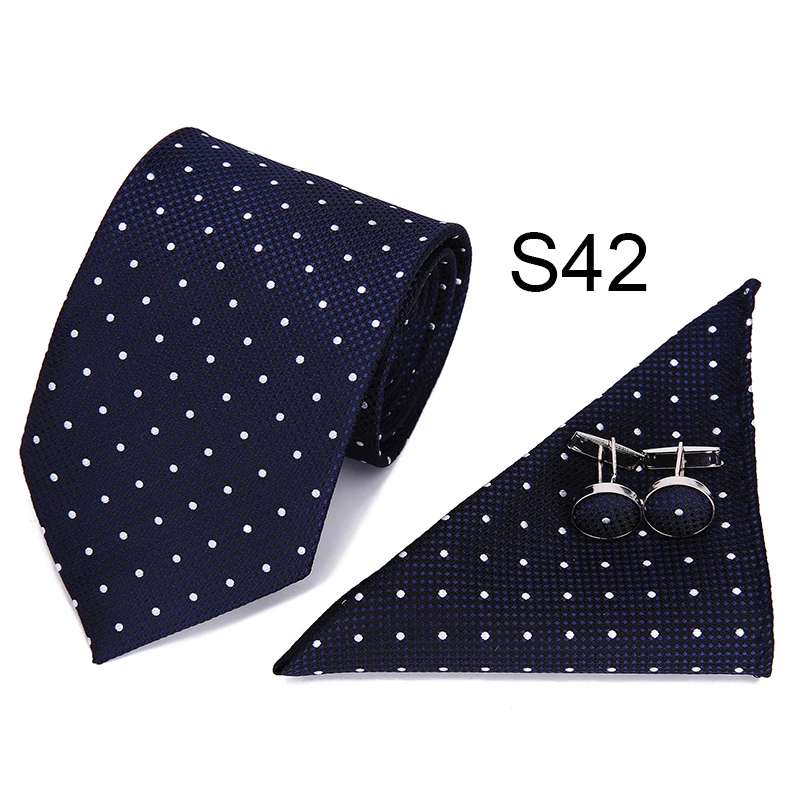 Новый стиль Для мужчин с галстуком комплект золотой снег Шеи Галстук платок Запонки 7,5 см классические жаккардовые шелковые галстуки для