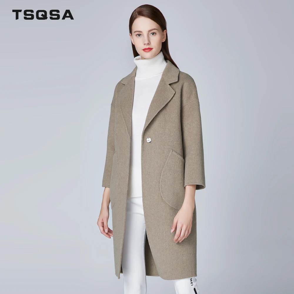 TSQSA Women Wool Coats Female Double sided Woolen Coat Fashion New