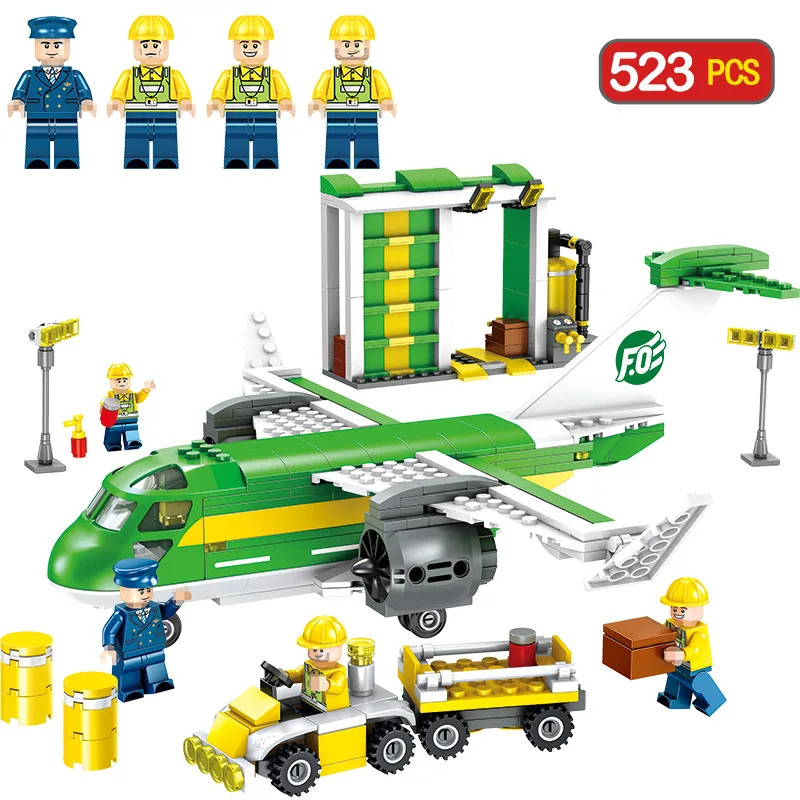 

523Pcs Airport Cargo Plane Building Block Compatible Legoingly Technic Series City Plane Figures Sets Bricks Educational Boy Toy