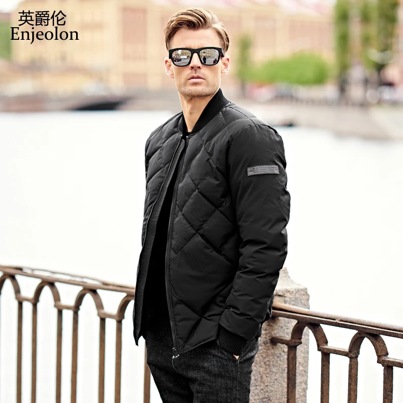 

Enjeolon top Brand winter parka Cotton Padded Jacket coat Men stand collar Windproof black Thick Quilted fashion Coat Men MF0274