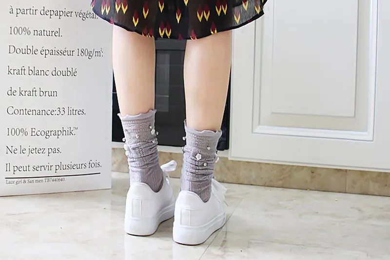 [EIOISAPRA] дышащие корейские ажурные носки в сеточку с жемчужинами; женские носки в японском стиле Harajuku Reto Edge Sokken ярких цветов; модные носки