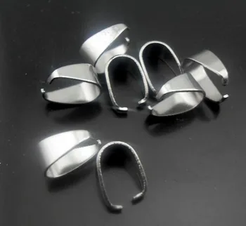 

100pcs 8*6mm Stainless Steel PENDANT Connector Dangle Bail CLASP Findings Glossy Pinch Linking Seed Clasp Bail Connector Charm