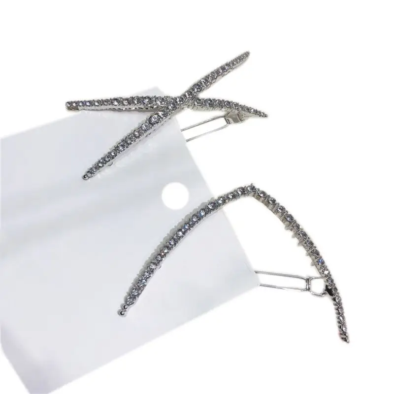 

Minimalist Shimmer Rhinestone Hair Clip Women Triangle X Shape Ponytail Decorative Bobby Pins Side Bang Hair Styling Accessories