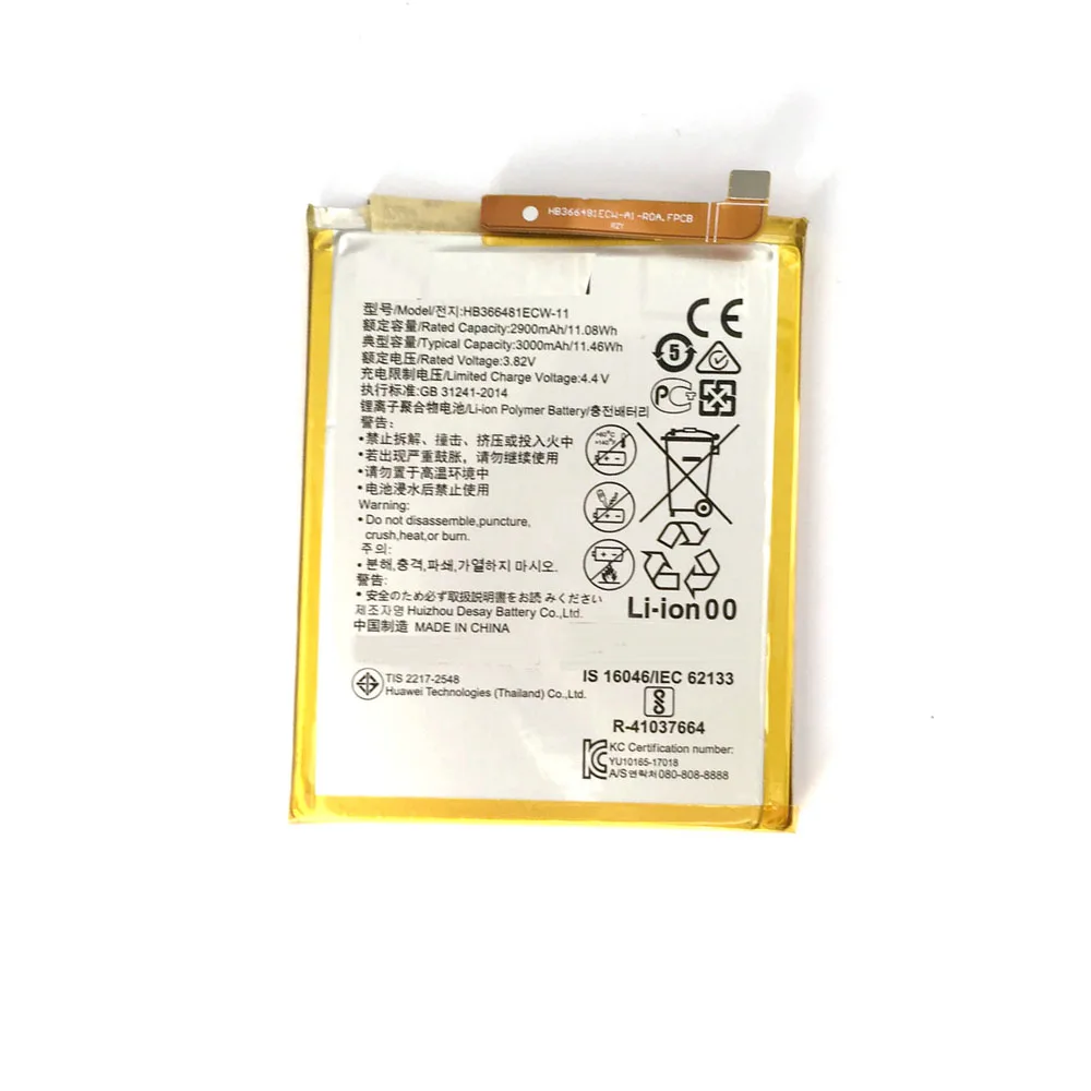 

3000mAh HB366481ECW-11 Replacement Battery For Huawei Y6 Prime 2018 ATU-L30 ATU-L31 ATU-L42 Batterie