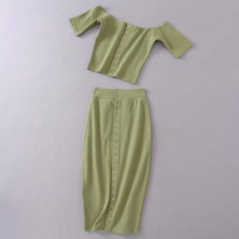 Solido-Lavorato-A-Maglia-Pulsante-Frontale-2-Piece-Set-Delle-Donne-Del-Vestito-Bodycon-Sottile-Crop (3)