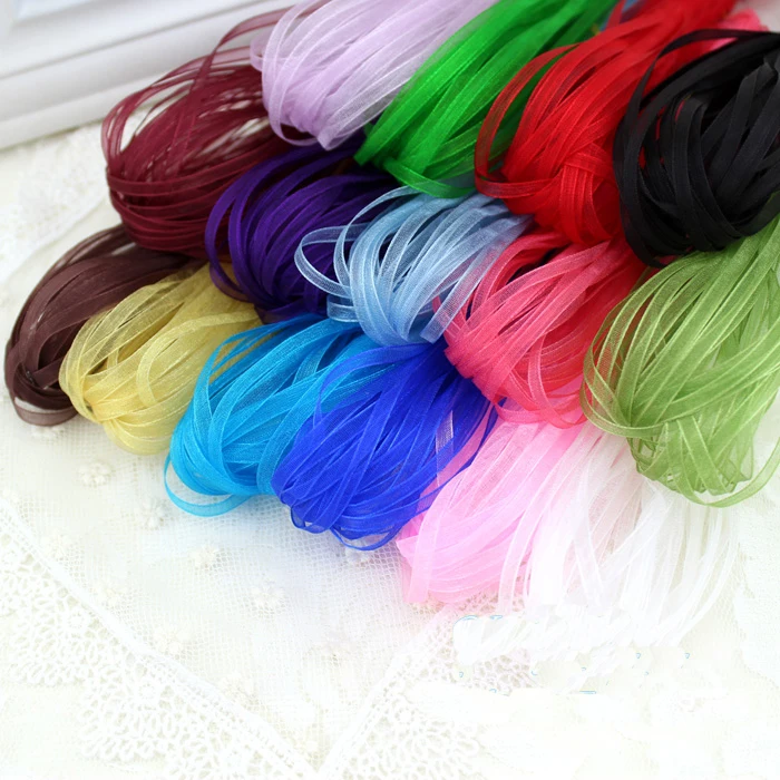 

(20 meters/lot) 1/8''(3mm) organza ribbons wedding Christmas decoration wrapping ribbons gift White Black Royal Blue