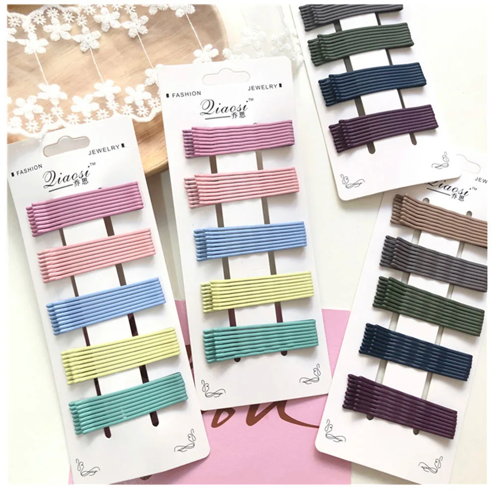 

40pcs/set Hair Clips Wave Flat Curved Hairpin Styling Metal Barrette Candy Color Bobby Pins for Women Girls Headwear Accessories