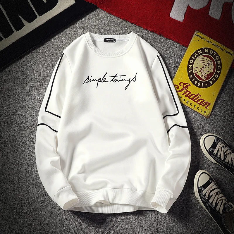 Осенние и зимние мужские толстовки с модным принтом, пуловер с длинными рукавами, удобный черный, белый, синий, хаки, красный, мужской свитер
