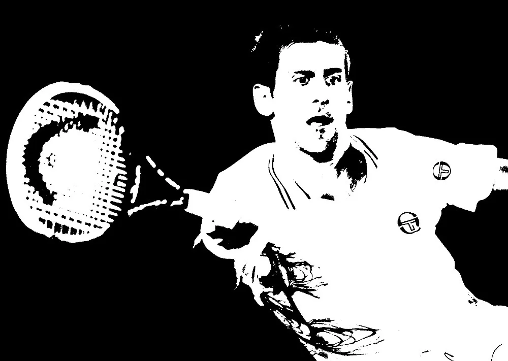 Sports ART Novak Djokovic Abstract Black White Hand Painted Classical