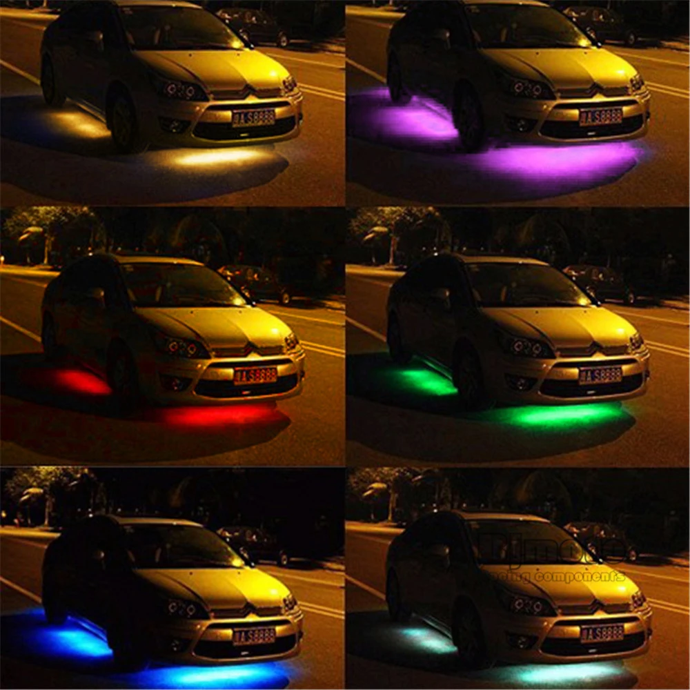 Bjglobal DC12V под автомобиля света 8 стручки 9 Вт RGB светодиодный Рок огни строба вспышки DIY Тип w/Bluetooth приложение Управление для 4x4 Off Road ATV