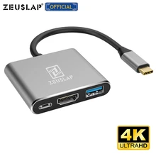 ZEUSLAP type C концентратор к HDMI USB 3,0 type C адаптер для Macbook Pro/Air Thunderbolt 3 концентратор USB type C к HDMI 4K USB 3,0 порт USB-C