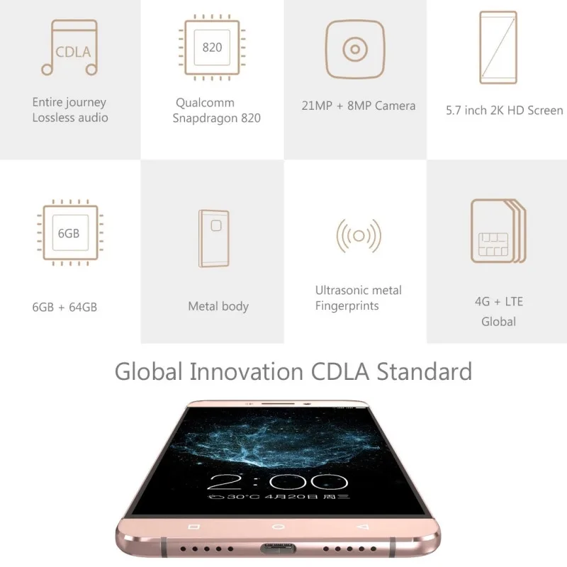 Новый мобильный телефон Letv leEco Le Max 2X820 Snapdragon 820 4G LTE 4G ram 32G rom quad core camera 21,0 M