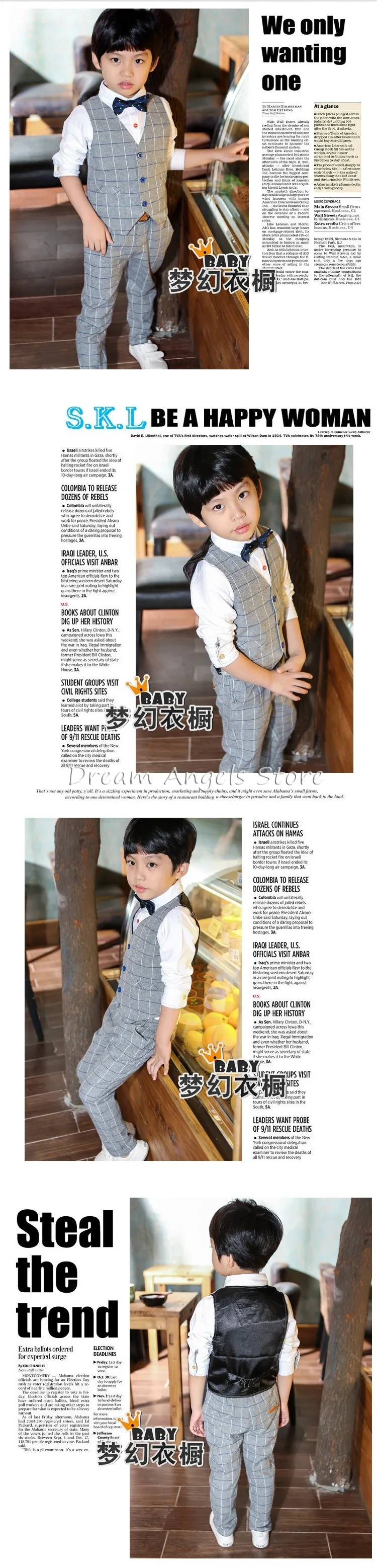 Костюм мальчика в новом стиле, для свадеб: комплект из пиджака, жилетки и брюк
