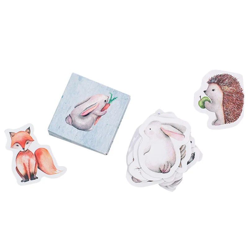 56pcs/box of cute forest animal decorative stickers Diy cartoon stickers diary stickers toy stickers