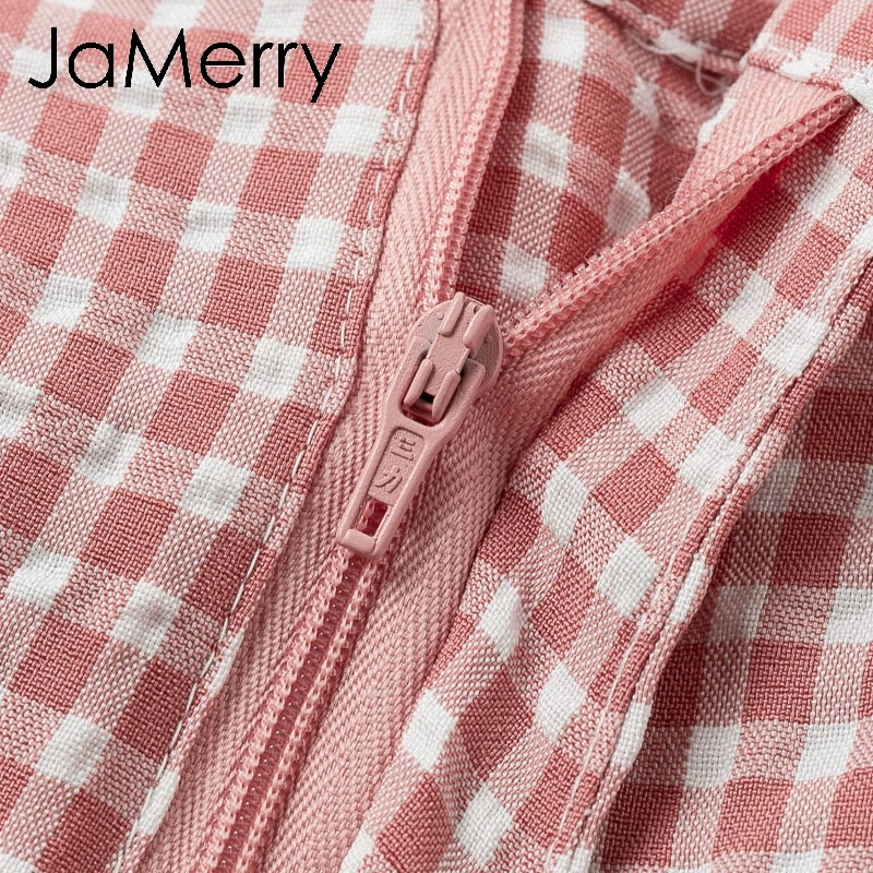 Женские винтажные клетчатые повседневные брюки JaMerry розовые рабочие Брюки Капри