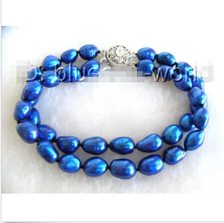 

CLASSIC double 11mm blue nautral pearls bracelet b1011^^^@^Noble style Natural Fine jewe SHIPPING new >>free shipping