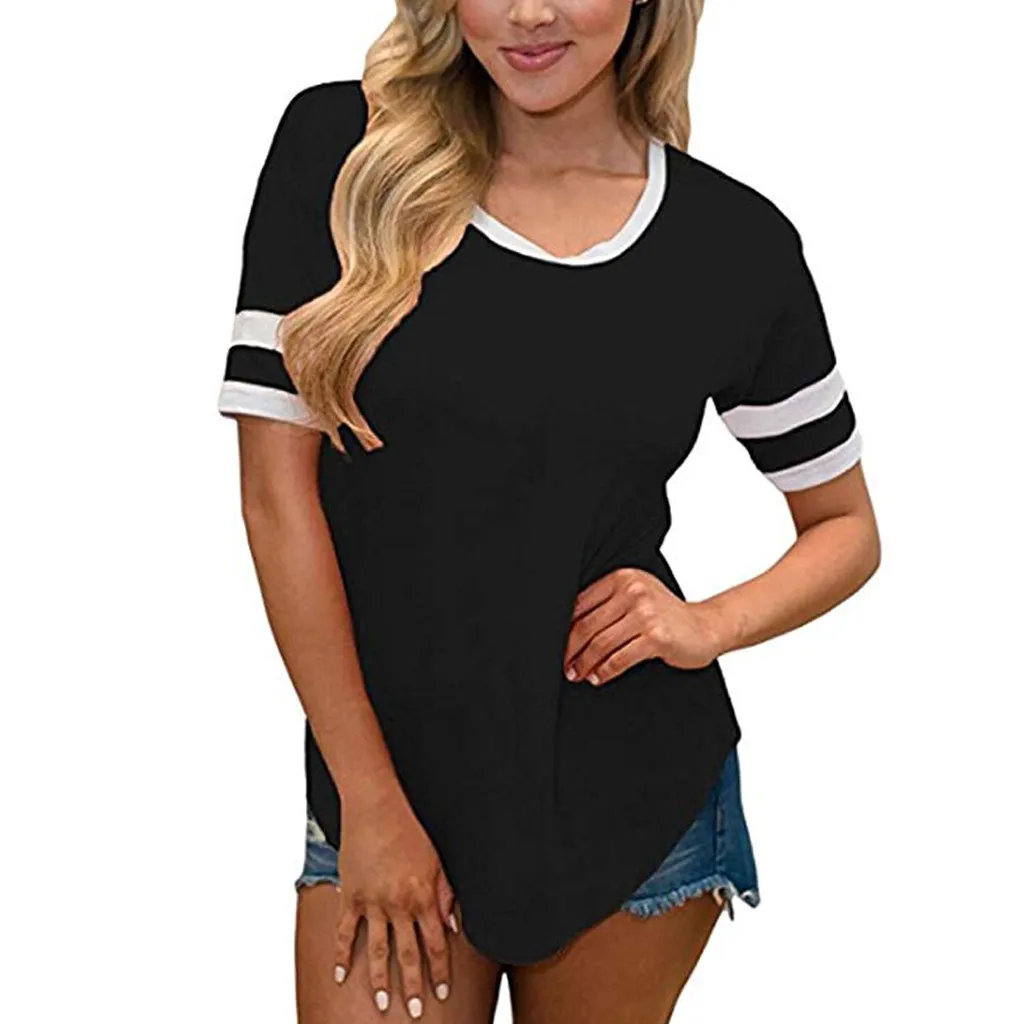 

SAGACE Harajuku 2019 fashion Women Blouse Summer Casual Short Sleeve Round Neck Tunic Shirt Tops Blouse womens tops and blouses