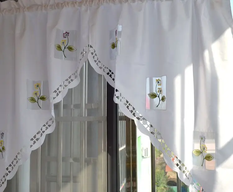 75x95 см 2 шт. с цветочной вышивкой в деревенском стиле Короткая занавеска для кухни