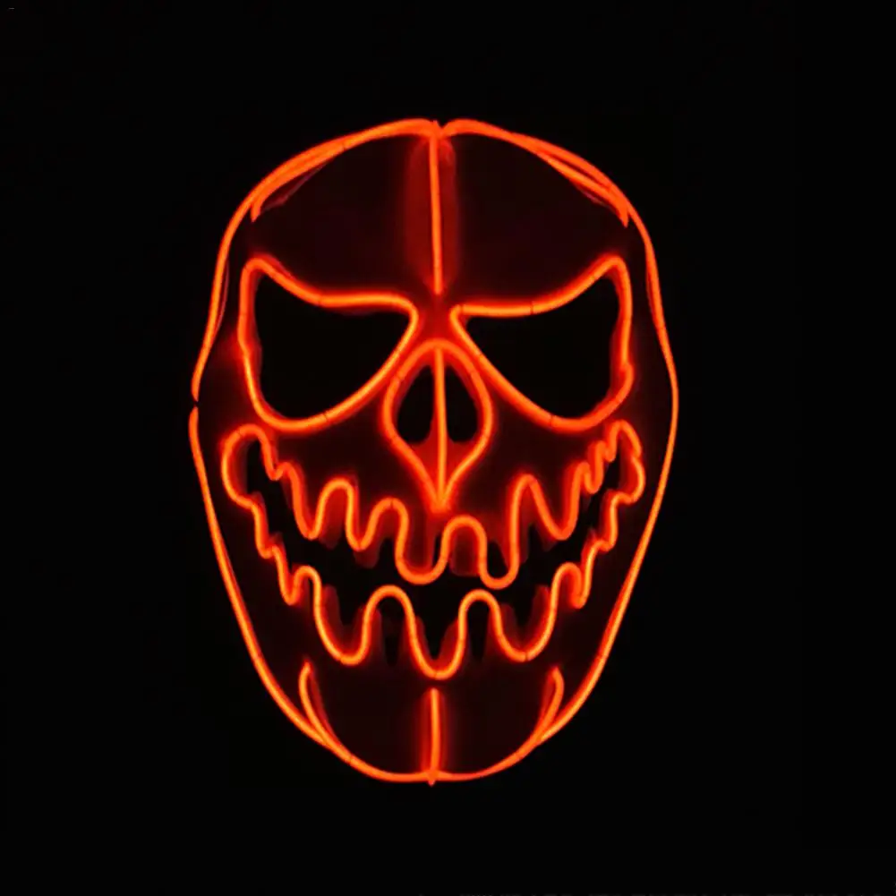 

Halloween Pumpkin EL Wire Mask Flashing LED Mask Cosplay Costume Pumpkin Mask for Glowing Dance Carnival Party with Light Cable