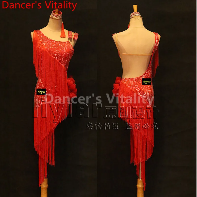 Latein Tanzkleid Für Frauen – ärmelloses Glitzer-Kostüm Für Salsa, Tango, Rumba