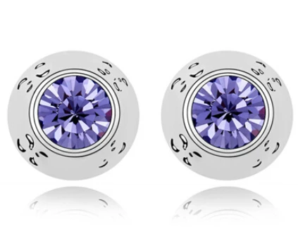 Free shipping!2015 NEW top quality vogue crystal round stud Earrings costume jewelry Tanzanite colour E8087-2 | Украшения и