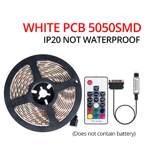 White5050 IP20 Kit RGB Светодиодная лента светильник 60 светодиодный s/m 12 в 5050 лента Диодная лента лампа SATA интерфейс неоновый светильник для ПК компьютерный чехол RF пульт дистанционного управления - Испускаемый цвет: White5050 IP20 Kit