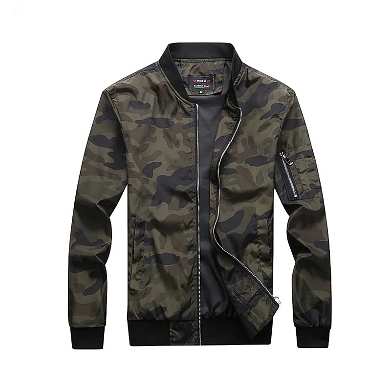 Армейская камуфляжная куртка, мужская повседневная куртка-бомбер, мужская верхняя одежда на молнии, куртка на весну и осень, приталенное пальто для мужчин размера плюс 7XL - Цвет: EL009 ARMY GREEN