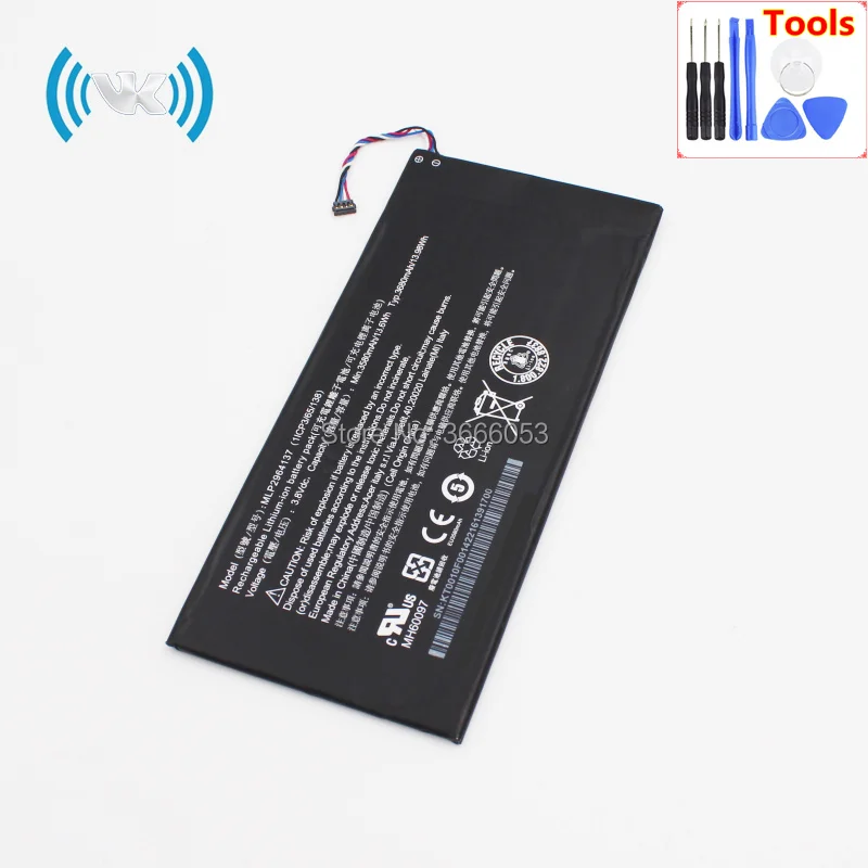 

VK 3580mAh/13.98Wh 3.8V MLP2964137 Laptop Battery For Acer lconia One 7 B1-730 B1-730HD A1402 Tab Tablet PC Replacement Battery