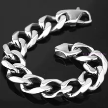 19 мм широкая тяжелая серебряная кубинская цепочка для бордюра из нержавеющей стали мужской подарок на Рождество браслет ювелирные изделия 7-11 дюймов