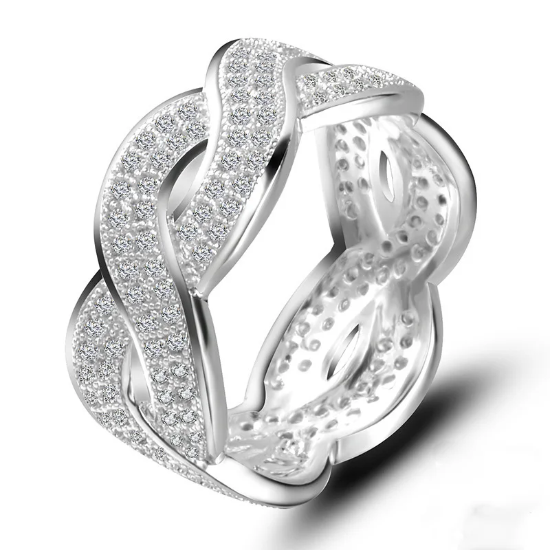 

Luxury 925 Sterling silver Hollow Cross Rings for Women AAA CZ Crystal Female Jewelry Infinity Sign Lover Wedding Party ring