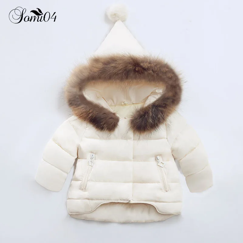 

Baby Girls Winter Down Coat 2018 New Arrived Kids Warm Clothing Children Thick Outwear Infant Girl Padded Jacket Beige Red Black
