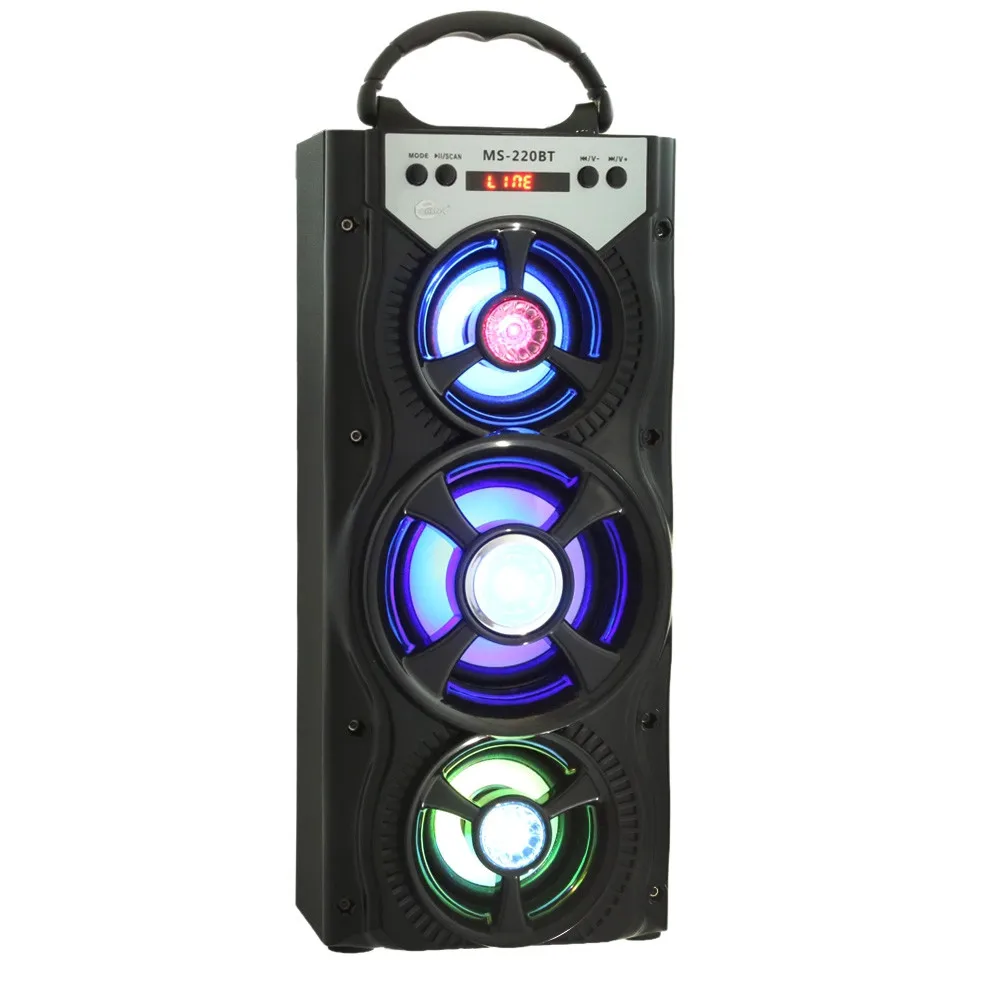GBTIGER MS 220BT портативный Bluetooth динамик fm радио AUX ЖК экран светодиодный сверкающий TF