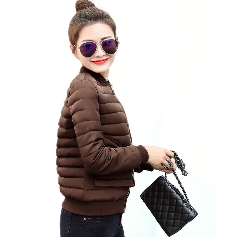 

New Fashion Short Slim Women's Down Jacket Stand Collar Patchwork Cotton Female Coat Casual Pocket Zipper Ladies Winter Jackets