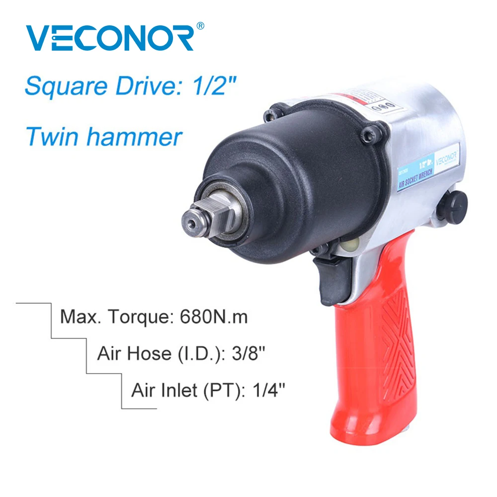 

1/2" 680N.M High Torque Air Pneumatic Wrench Impact Spanner Pneumatic Tools Pneumatic Sleeve Tool For Car Motorbike