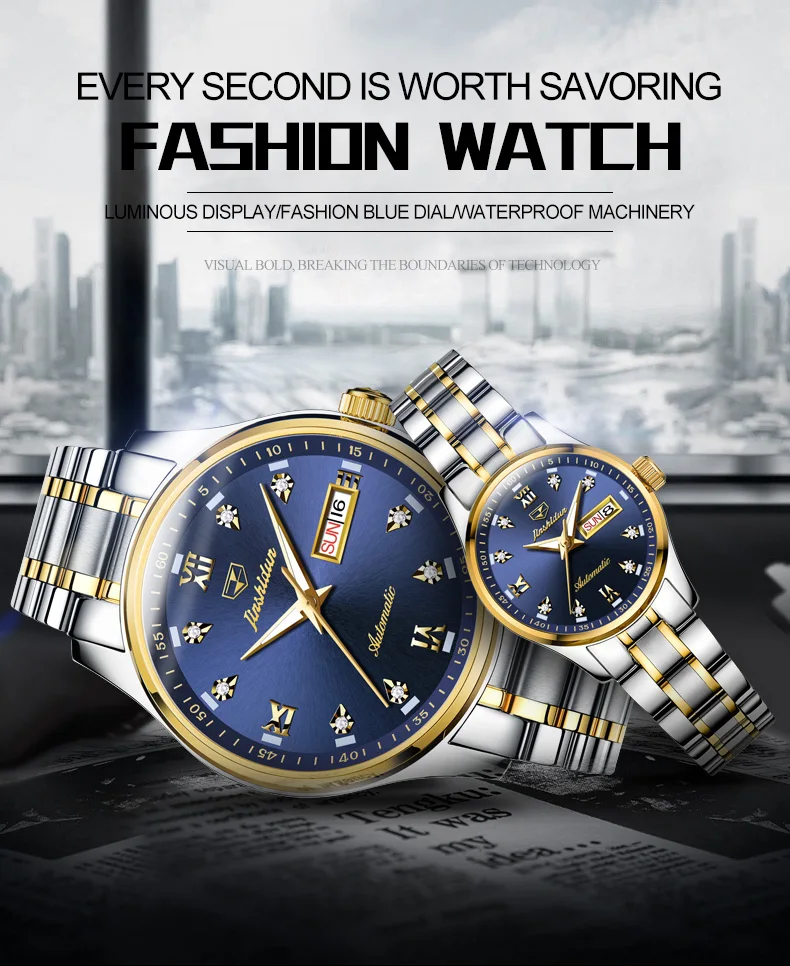 JSDUN Blue dial movimento Automático Auto Vento