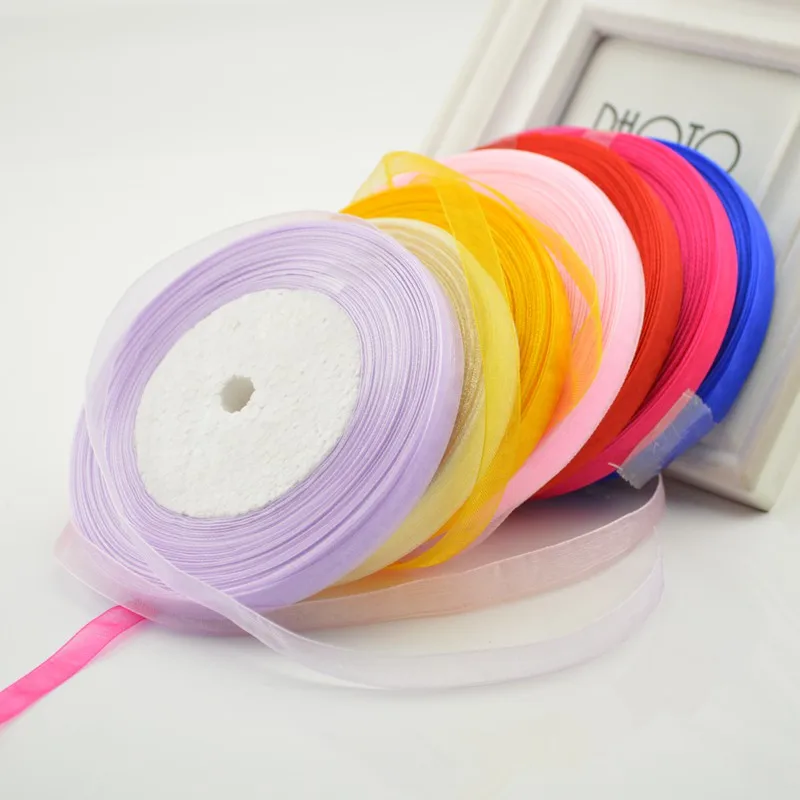 

Fabric 6mm 45M Silk Satin Organza Polyester Ribbon For Sewing Wedding Party Decoration Webbing Crafts Gift Packing Belt