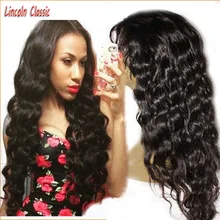 Hotsale Long Black Water Wave Lace Front Wig Peruvian Virgin Hair Middle Part Glueless Lace Front Human Hair Wigs With Baby Hair