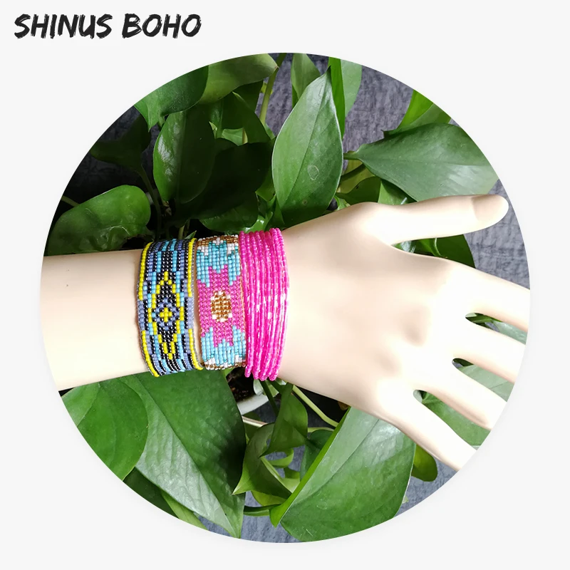 

SHINUSBOHO 3Pcs/set 2019 Women Bracelets Ethnic MIYUKI Jewelry Delicas Beaded pulseras Men Bracelets Charm Gift Dropshipping