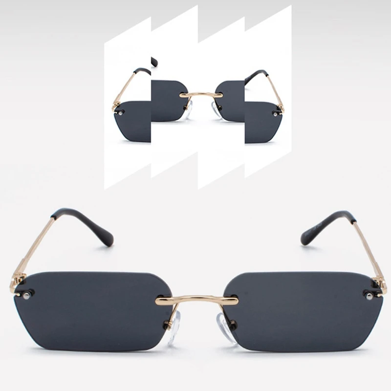 Маленькие прямоугольные солнцезащитные очки для женщин без оправы Квадратные Солнцезащитные очки для женщин Летний стиль для женщин NV400