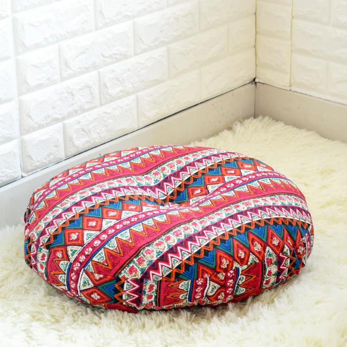 

Round Floor Cushions Large Linen Meditation Cushion Japanese Futon Cotton Flat Pads Removable and Washable
