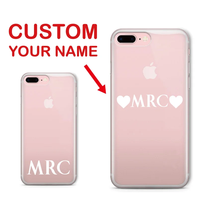 

TOMOCOMO For iPhone 6 6S XS Max 7 7Plus 8 8Plus X SAMSUNG Name Heart Crown Soft Phone Case Monogram Initials Personalized Custom