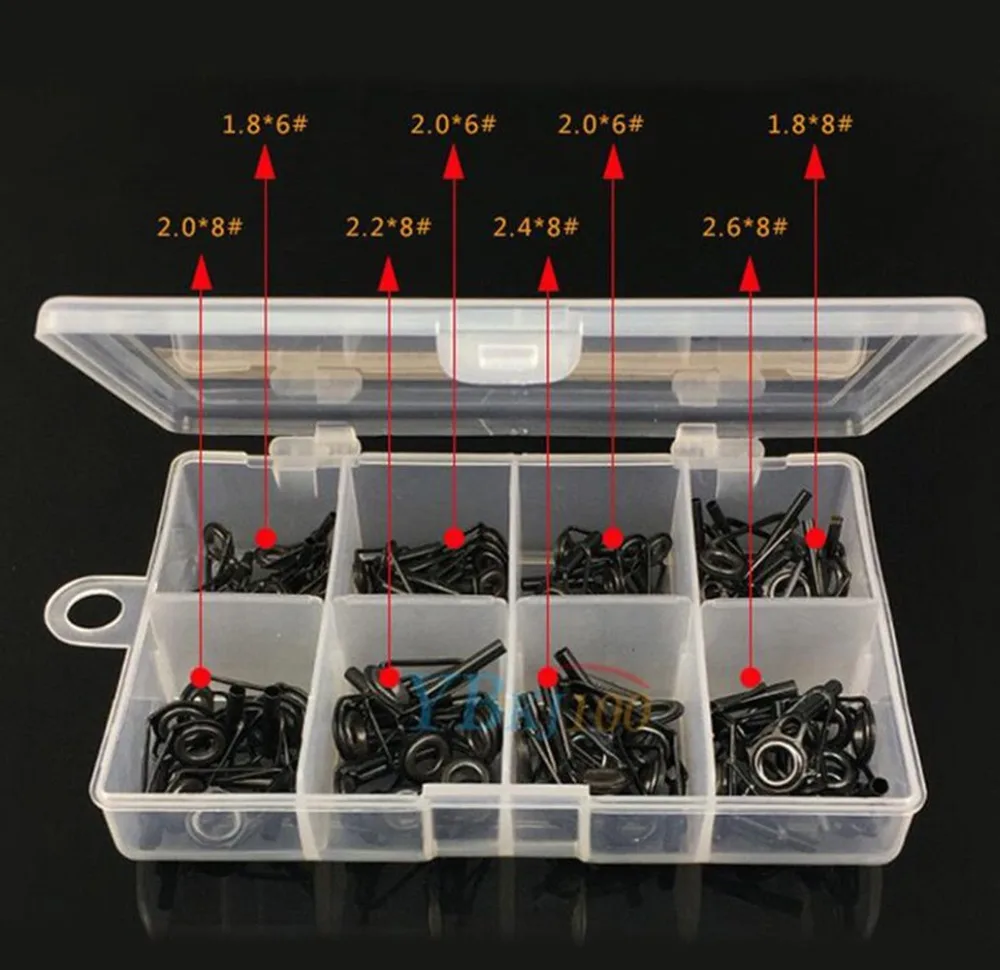 

Fishing Rod Eyes Guide Ring Tip Tops Repair Kit Rainbow Laser Ceramic Ring Stainless Steel Spinning Fishing Rod Guides Repair