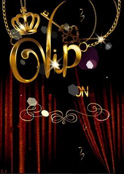 

Black VIP Banner Theater Crown Red Curtains Gold Pendants party background Vinyl cloth Computer print birthday backdrops