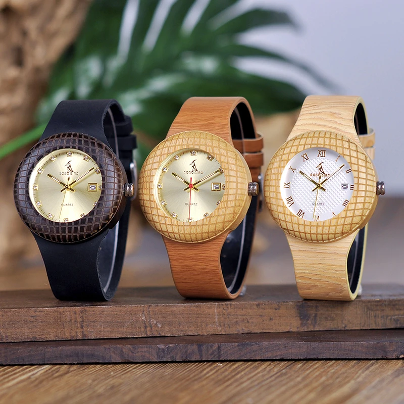 BOBO BIRD Wooden Quartz Watch Leather Band Wristwatches New Design Men Women Timepieces for Gift C-iQ17