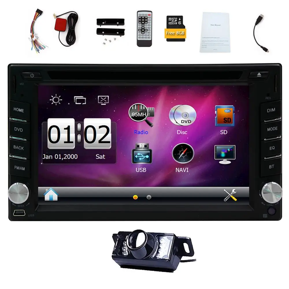 Best Double 2 Din 6.2" Car Stereo Touch DVD Player HD In Dash Bluetooth Radio CAMERA 9