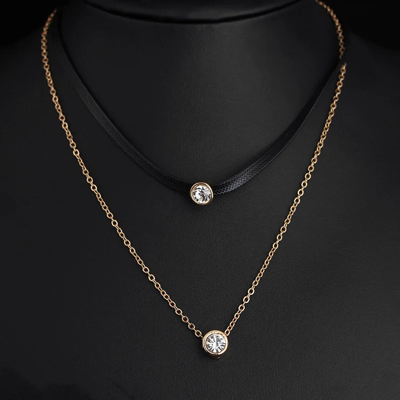 Распродажа двойное ожерелье вода ожерелье с кристаллами-каплями ювелирные изделия в стиле "Бохо" Минимальная подруга подарок ожерелье